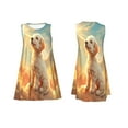 thumbnail image 7 of Rocae Sunshine Golden Cloud Dog for Sleeveless Dresses Summer Casual Ruffle Sleeveless Cute Crew Neck Flowy Dress with Pockets, 7 of 7