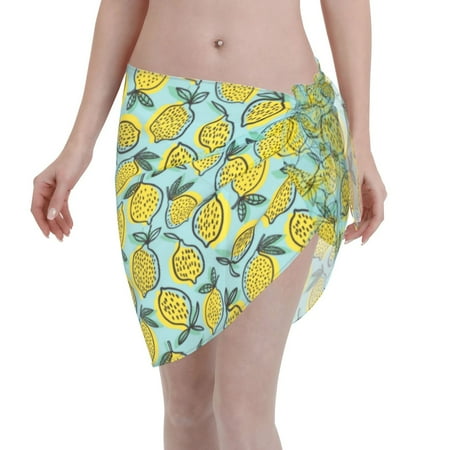 Bingfone Lemon Women s Sarong Swimsuit Cover Ups Bathing Suit Coverups Chiffon Beach Wrap Skirts