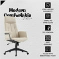 thumbnail image 5 of LeisureMod Ergonomic Office Chair High-Back Leather Adjustable Height and Swivel with Lumbar Support and Durable Iron Base with Double Wheel Casters Infini Collection in Tan, 5 of 12