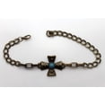 thumbnail image 2 of Women Vintage Gold Boot Chain Anklet Bracelet Heel Shoe Blue Cross Charm, 2 of 9