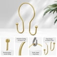 thumbnail image 2 of AmazerBath Shower Curtain Hooks Gold Shower Curtain Rings, Simple Double Hook Shower Curtain Hooks Rust Proof, Sturdy Metal Smooth Glide Shower Hooks for Shower Curtain Rod, 12 Pcs Shower Rod Hooks, 2 of 9