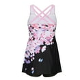 thumbnail image 3 of XUNKUSGA Two Piece Swimsuit for Women Fashion Multicolor Flower Leaf Print Swim Dress for Women Swimwear Sling Split Swimsuit Beach Bathing Suit Classic Tummy Control Swimsuits for Women S-5XL Pink, 3 of 5