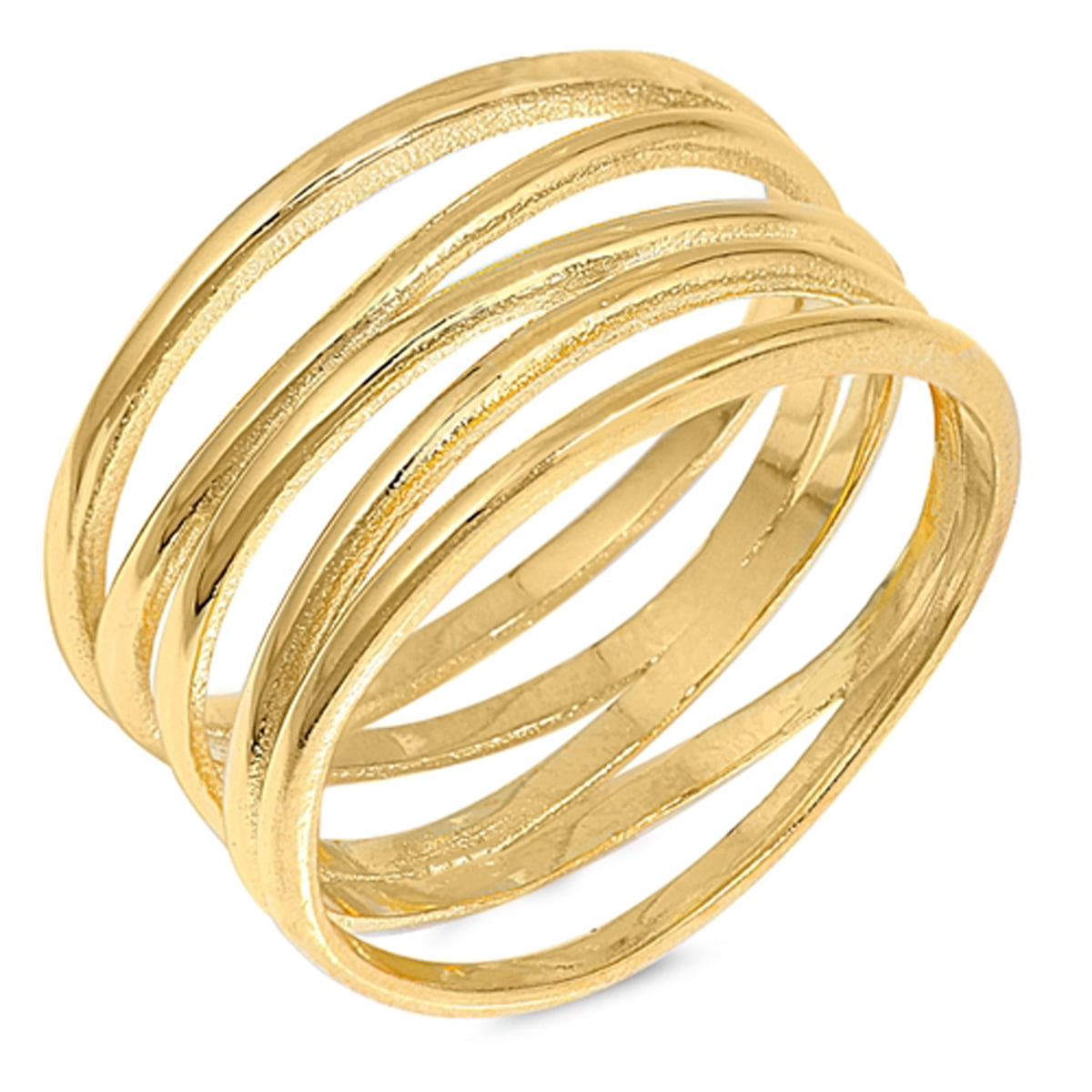 Sterling Silver Women's Wide GoldTone Bar Ring (Sizes 512) (Ring Size