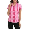 thumbnail image 5 of LRD Women's Short Sleeve Golf Polo Shirts UPF 30 Pink Argyle / Rose M, 5 of 6