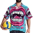 thumbnail image 4 of Tiny teeth Men's Short Sleeve Poplin Shirt, Casual Printed Button Down, Summer Beach Hawaiian Shirts, Unisex, 4 of 6