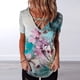 thumbnail image 2 of Camiseta de manga corta con cuello en V y estampado de moda para mujer Pompotops hkajfhjk462723, 2 of 5