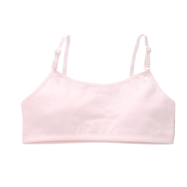 Girls Padded Training Bras - Crop Cami Bras for Girls with Removable Padding 13-17 Years Pink