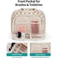 thumbnail image 4 of Large Makeup Bag Checkered Travel Toiletry Bag for Women, Wide-open Cosmetic Make up Organizer with Handle, Wet Pocket, Travel Bag for Toiletries, 4 of 10