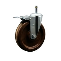 6 High Temp Phenolic Wheel Swivel 7/16 Inch Stem Caster Total Lock Brake