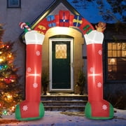 Kinsuite 8ft Tall Christmas Inflatable Blow Up Archway with Gift Boxes and Bear LED Lights Decor Yard Decoration