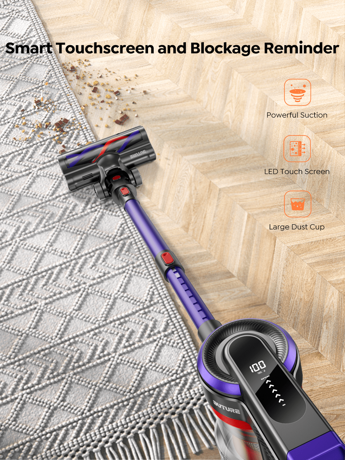  BuTure Cordless Vacuum Cleaner, 38Kpa 450W Stick Vacuum with  Brushless Motor, Anti-Tangle Vacuum Cleaner for Home, Automatically Adjust  Suction, Wireless Vacuum for Pet Hair/Carpet/Hard Floor
