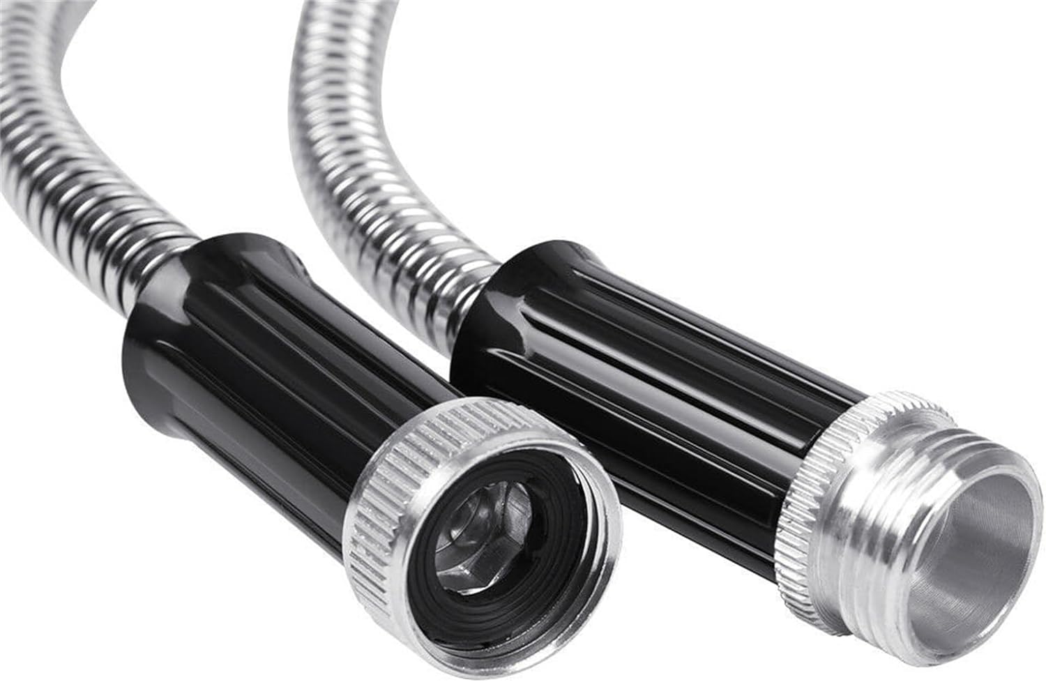 OTTULUR 304 Stainless Steel Garden Hose, Lightweight Metal Hose with Free Nozzle, Guaranteed Flexible and Kink Free (50FT)
