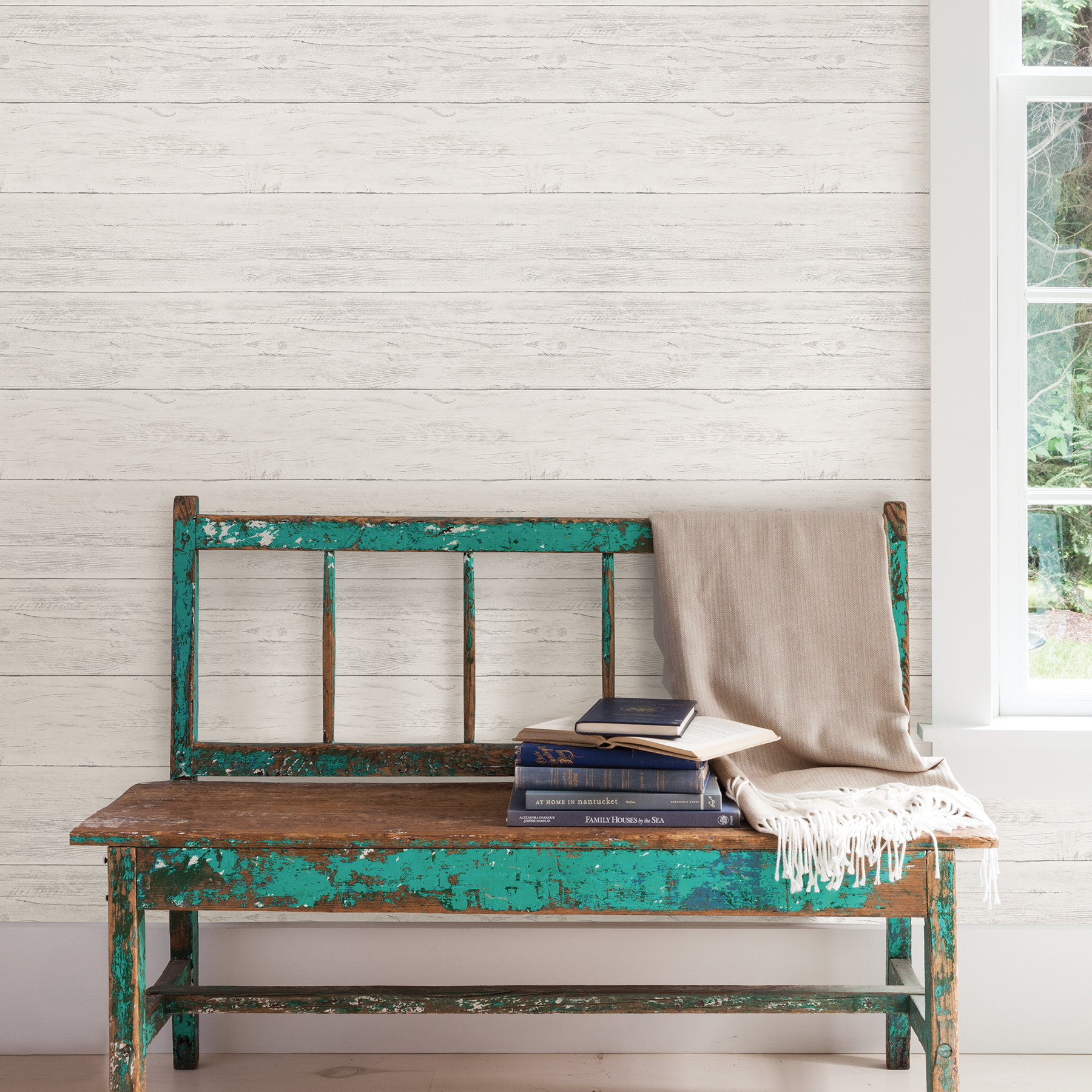 NuWallpaper Shiplap Vinyl Peel And Stick Wallpaper Sample 0.56 sq. ft.