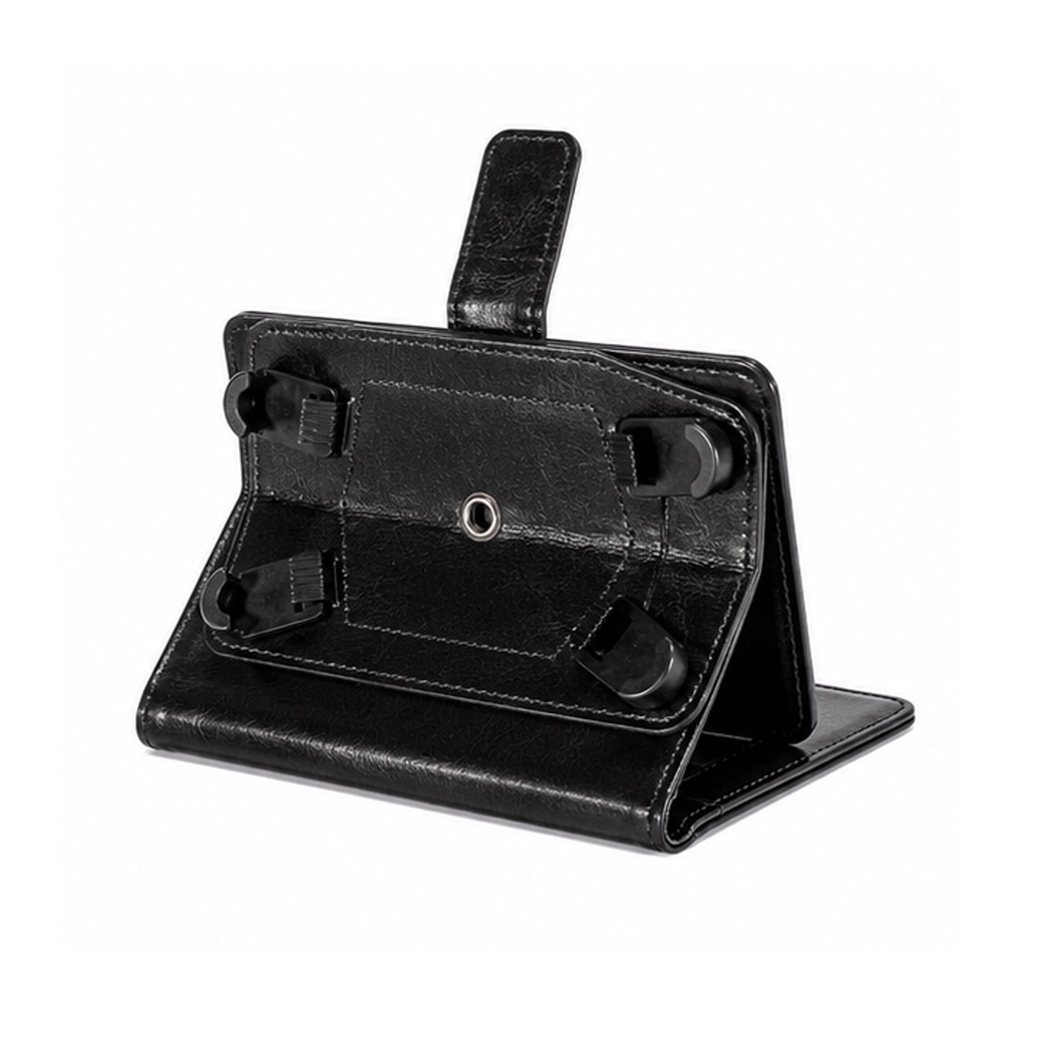 YUW-Medium (5.0"-5.2") Universal Leather Phone Case with 360° Swivel Viewing Stand - Black