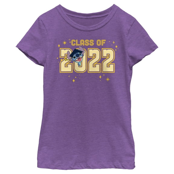Girl's Lilo & Stitch Class of 2022 Stitch Graphic Tee Purple Berry Medium