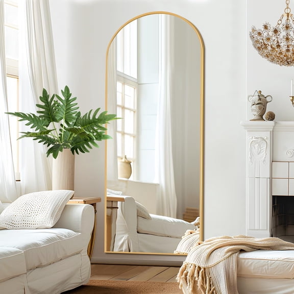 GRAHMCY 76"x 34" Arched Large Full Length Mirror Floor Mirrors Wall Mounted,Gold