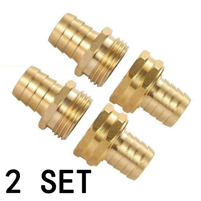 2 Sets 3/4 Inches Brass Garden Hose Mender End Repair Male Female
