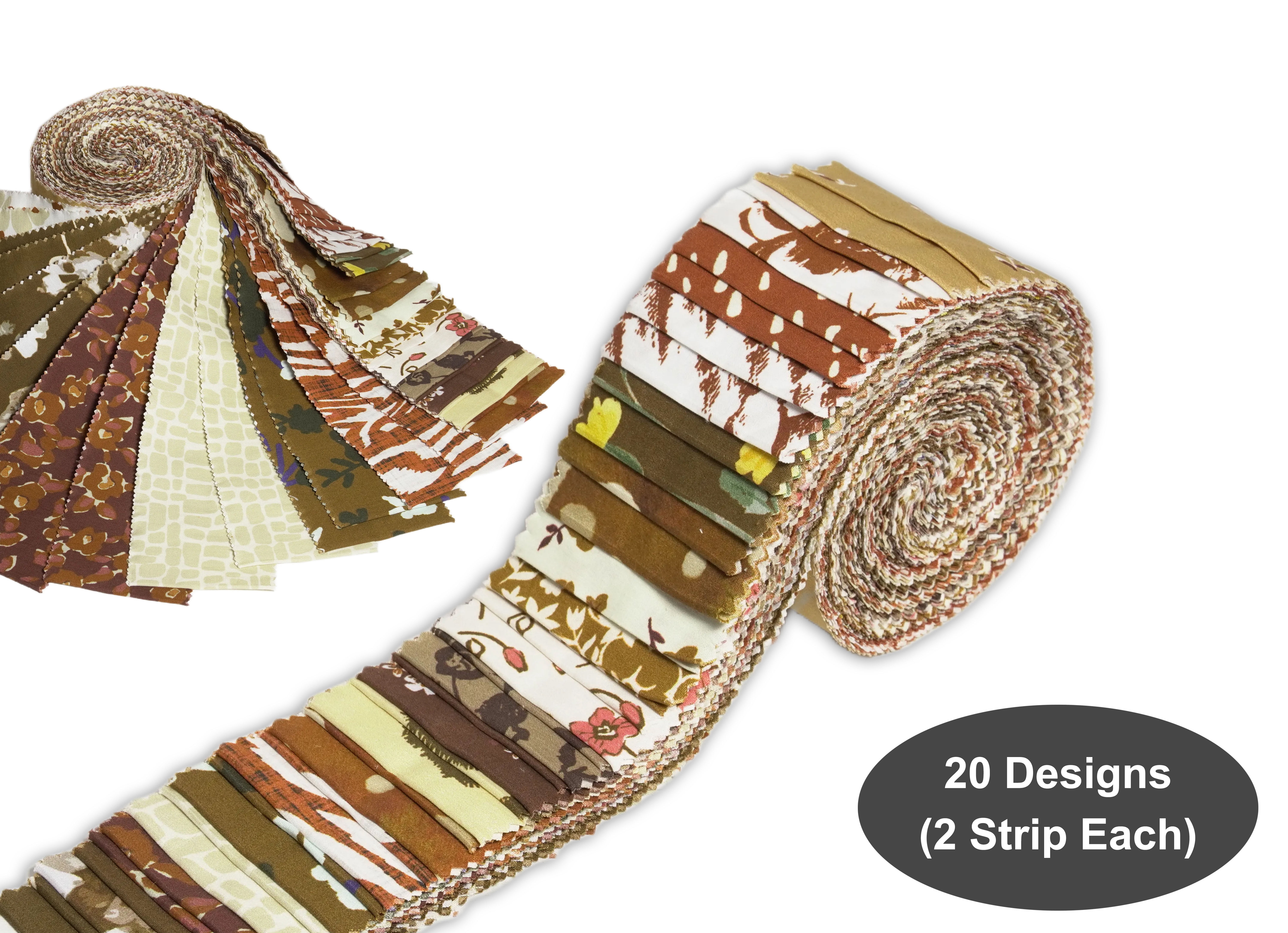 Soimoi 40Pcs Florals Print Cotton Precut Fabrics for Quilting Craft Strips 2.5 x 42 inches Jelly Roll