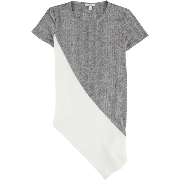 bar III Blusa asimétrica con bloques de color para mujer, gris, pequeña