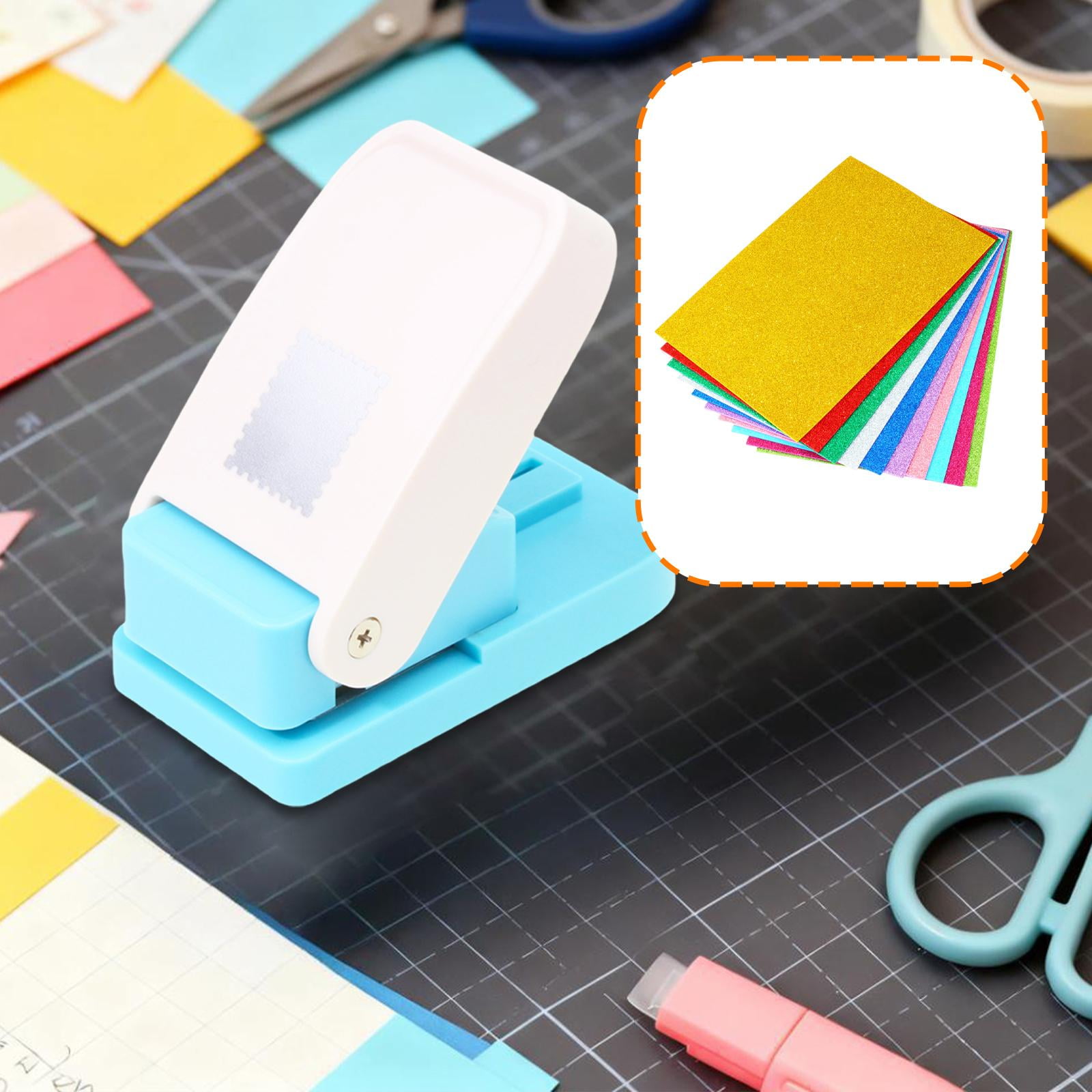HOMYL Paper Punch with Stamps, Punch with 10 Sheets of Glitter Foam, for Scrapbooking,