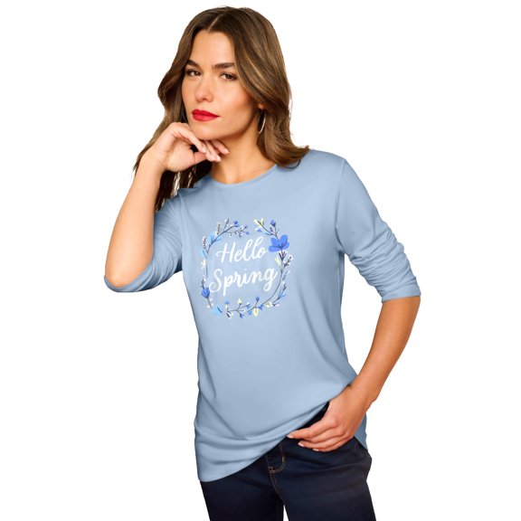 Roaman's Women's Plus Size Graphic Long Sleeve Tee