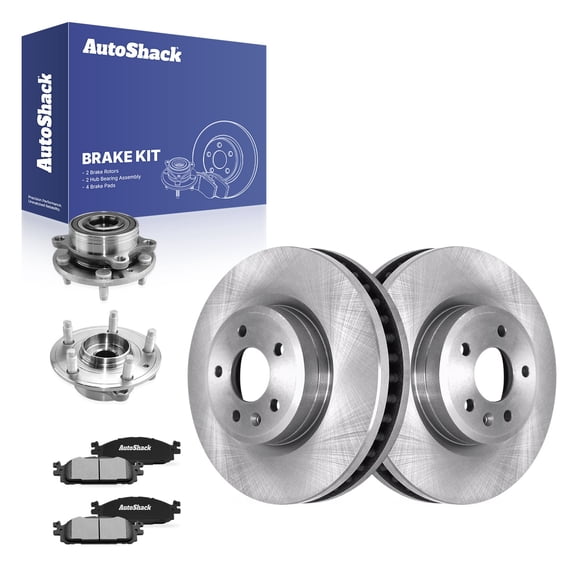 AutoShack Front Vented Brake Rotors   Ceramic Pads   Hub Bearing Assembly 8-PC Brake Kit Replacement for 2011-2012 Ford Explorer 12.8" (325 mm)