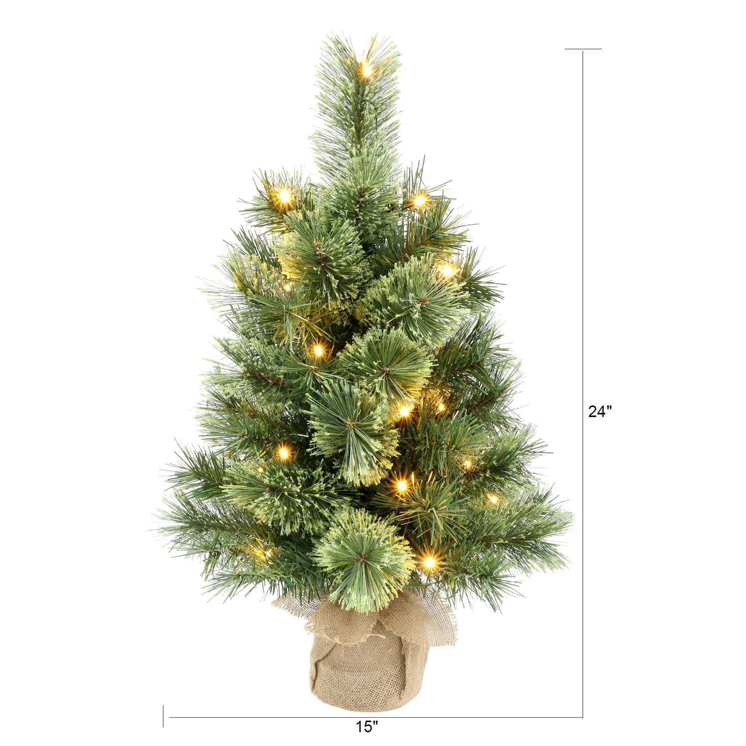 Holiday Time 2' Pre-lit Cashmere Small Tree, Green, 52 branch tips; LED lights