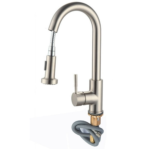 Branax Pull Down Kitchen Faucet with Sprayer, Single Handle Sink Pull Out Kitchen Faucet, Stainless Steel Single Handle Sink Faucet Brushed Nickel for Kitchen
