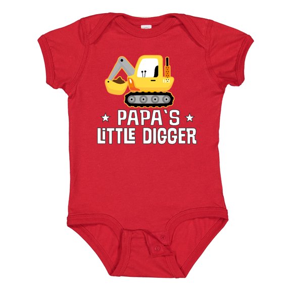 Inktastic Papa Little Digger Construction Truck Boys Baby Bodysuit