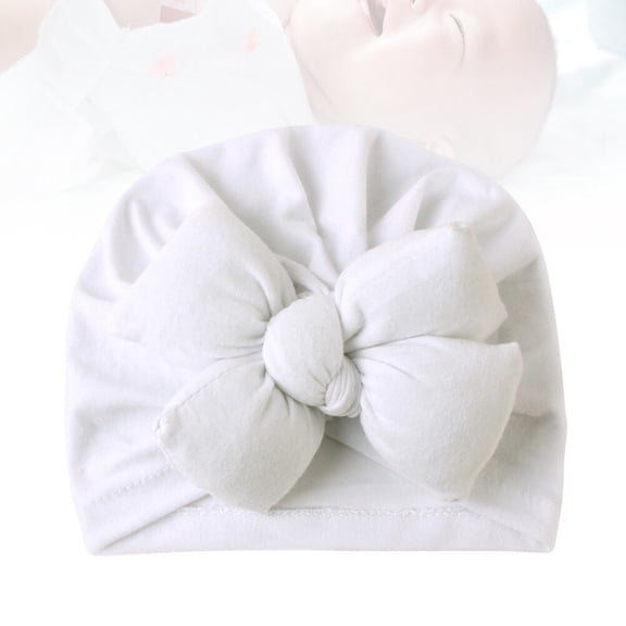 Toyvian Bowknot Baby Hat Cotton White 1Pack