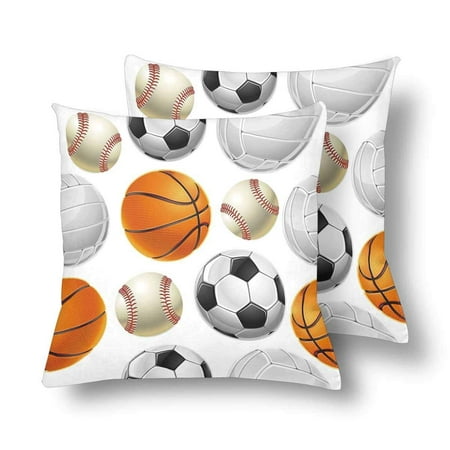 Gckg Sport Ball Set Seamless Pattern Throw Pillow Covers 18x18