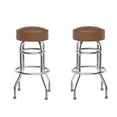 thumbnail image 2 of Emma + Oliver Weathered Brown Swivel Seat Double Ring Bar Stool - Set of 2, 2 of 10