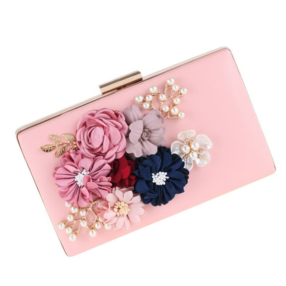 FRCOLOR  Flower Purses for Women Clutch Formal Bag Guest Small Man Bride Pink