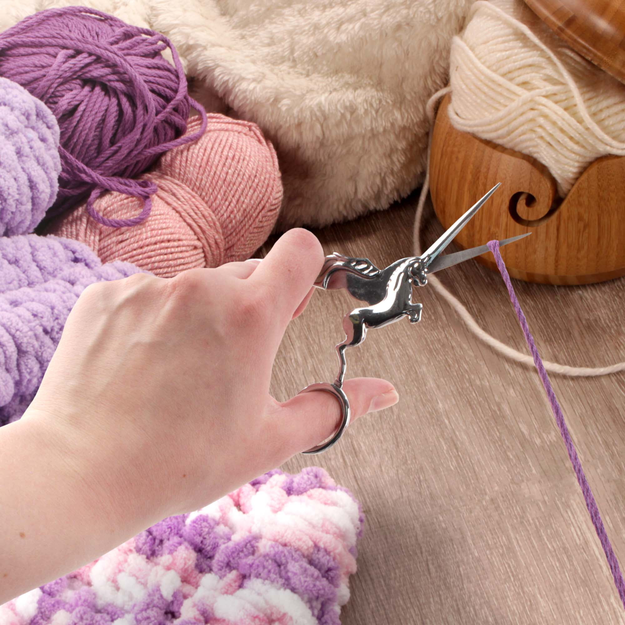 Unicorn Embroidery Craft Stainless Steel Scissors - Purple