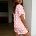 thumbnail image 3 of Jovati Pajama Set for Women, Polka Dot Print with Ruffle Trim, Scoop Neck Top and Elastic Waist Shorts, Relaxed Fit Loungewear, 3 of 7