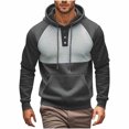 thumbnail image 1 of Sudadera con capucha para hombre, estilo informal, con bloqueo de color, bolsillo, cordón ajustable, manga larga, suéter con capucha, abrigo de poliéster para hombre, 1 of 7