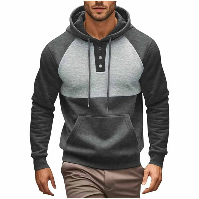 Sudadera con capucha para hombre, estilo informal, con bloqueo de color, bolsillo, cordón ajustable, manga larga, suéter con capucha, abrigo de poliéster para hombre