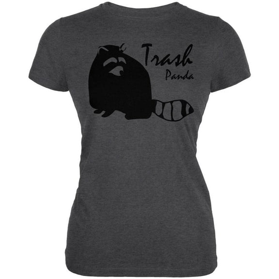 Raccoon Trash Panda Silhouette Juniors Soft T Shirt Deep Heather 2XL