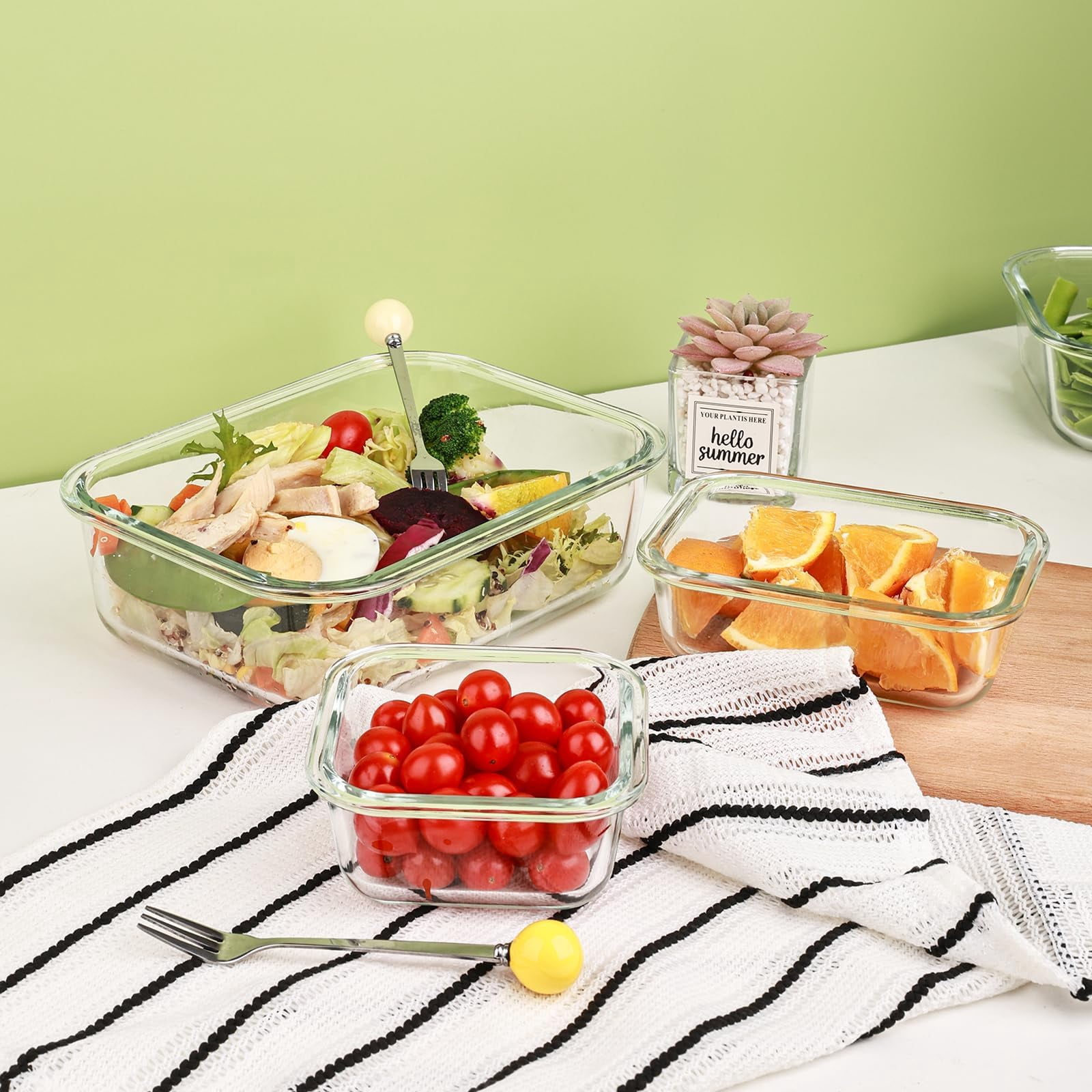 Glass Food Storage Containers with Lids – Airtight Meal Prep Containers, Leak-Proof Locking Bento Boxes for Microwave, Oven, Freezer, Dishwasher, BPA Free