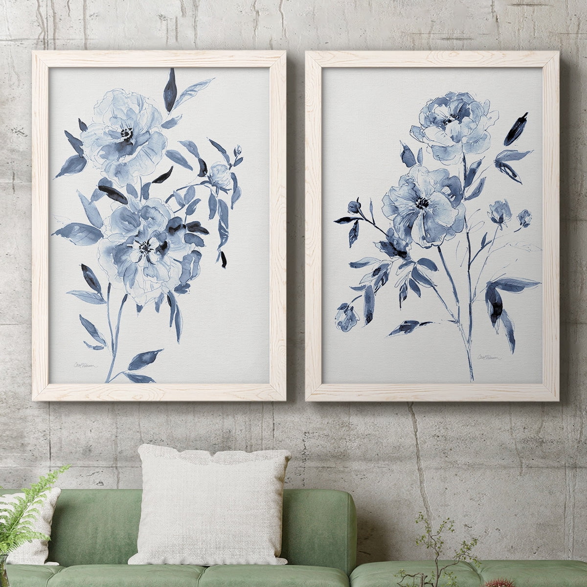 Inky Chickory Botanical I - Premium Framed Canvas 2 Piece Set - Ready to Hang