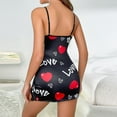 thumbnail image 4 of Tisuna Onesie Nightdress For Women Love Letter Heart Print V Neck Slip Pajamas Comfortable Casual Ladies Valentine'S Summer Silk Sexy Nightgown Black Size L, 4 of 9