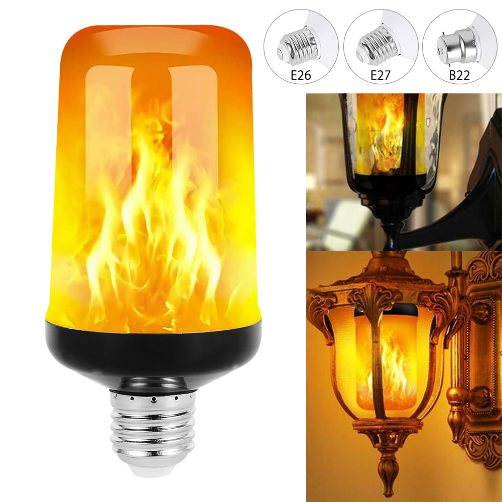 Fire Light Bulb LED Flame Effect E27 Flickering Flash Lamp Simulated 3/4Modes 