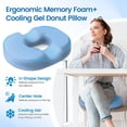 thumbnail image 2 of Donut Pillow Seat Cushion - Cooling Gel Donut Chair Cushions, Memory Foam Seat Cushion for Office & Home, Car Seat Cushion and Butt Pillow, Hemorrhoids Pillow and Tailbone Pain Relief, Light Blue, 2 of 11