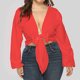 thumbnail image 2 of Tops Para Mujer Blusas Casuales Elegantes Camisas de Manga Larga Cordones de Moda Cuello en V Color Sólido Odeerbi  ODB155046, 2 of 5