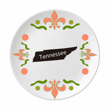 

USA Map Outline Flower Ceramics Plate Tableware Dinner Dish