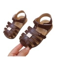 thumbnail image 6 of KPOPLK Toddler Girl Sandals Wide Toe Box Mary Jane Dress Shoes for Party School Uniform Summer Flower Girls Shoes Size 5.5,Brown, 6 of 6