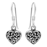 AGORA JEWELS Heart Shape 925 Silver Fish Hook Earrings