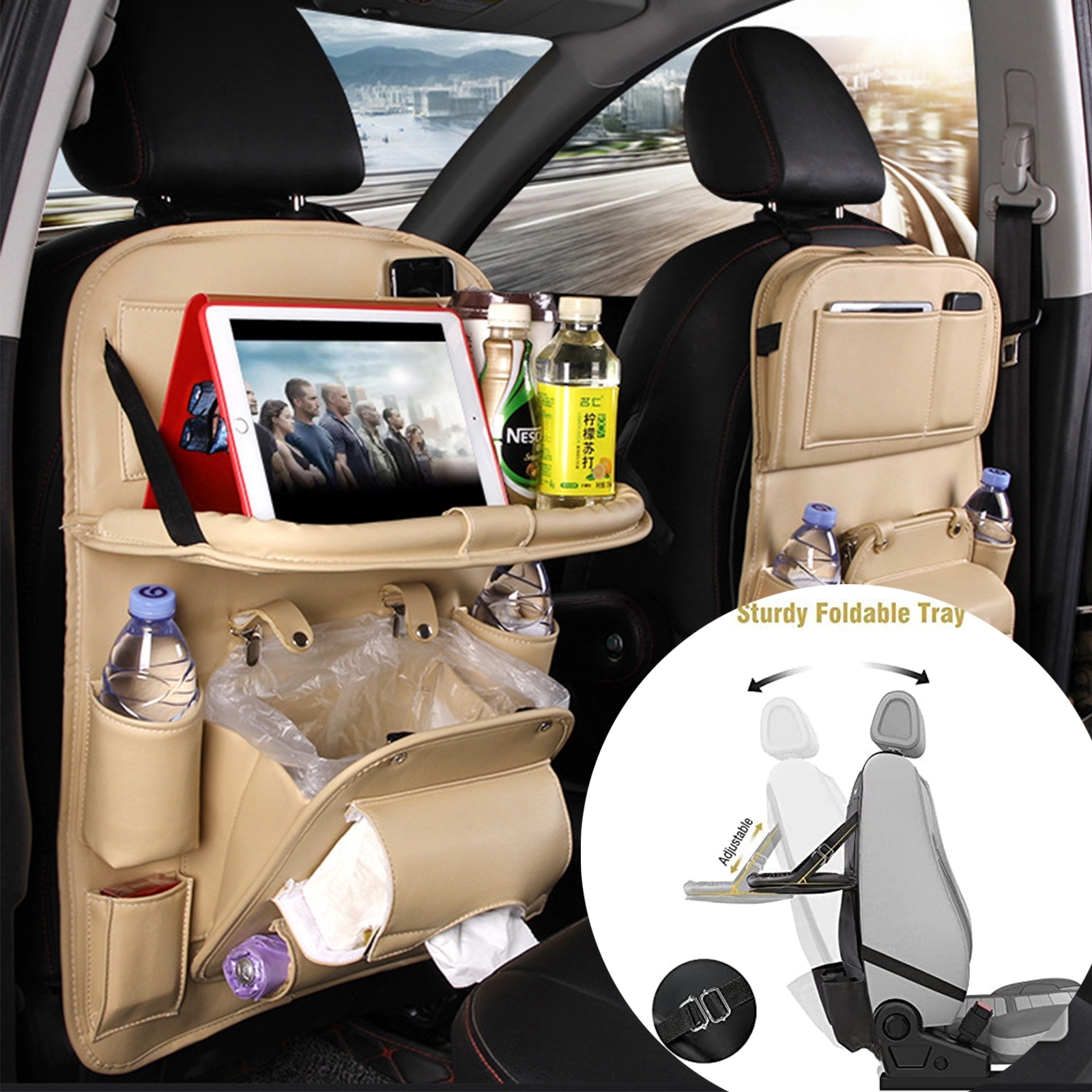 HUKOER Car Backseat Organiser Universal Car Organiser with Foldable