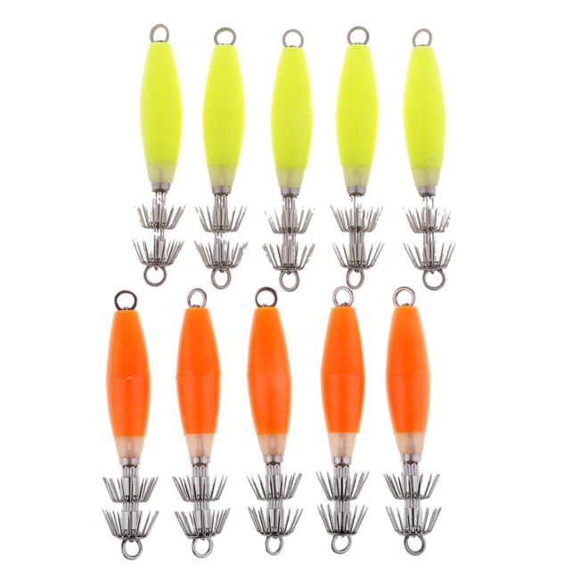 10pcs Plantilla De Calamar Señuelo Dura Anzuelos Bajos De agua de Camarones 10cm / 3.9 '' shamjiam Anzuelo de pesca en el mar