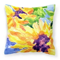 Carolines Treasures 6132PW1414 Flower - Sunflower Decorative   Canvas Fabric Pillow 14Hx14W multicolor
